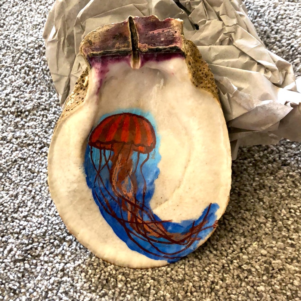 Hand painted Jellyfish on Scallop Shell